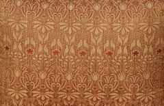 Detail quality contemporary Arts and Crafts fabric.  One of many examples of Arts and Crafts fabric available.  Fine quality upholstery leathers also available. 